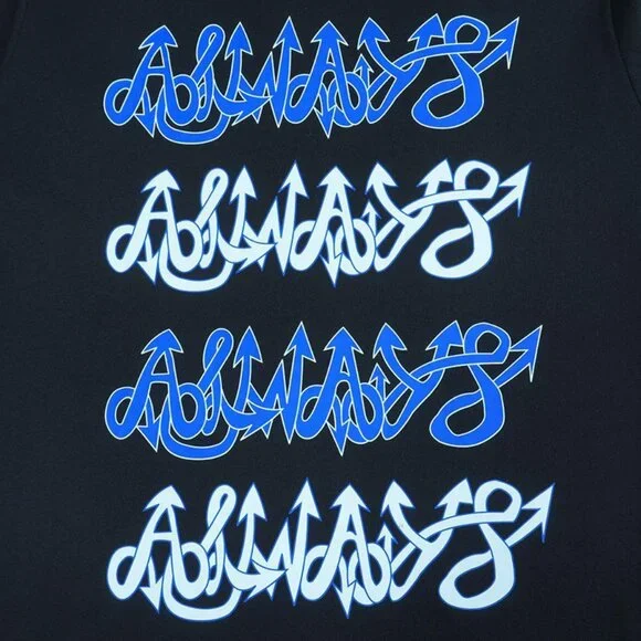 Always Black Graffiti Lettering Short Sleeve T Shirt